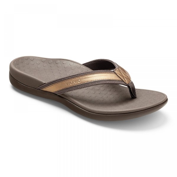 Vionic Sandals Ireland - Tide II Toe Post Sandal Metal - Womens Shoes Clearance | LNCEP-4169